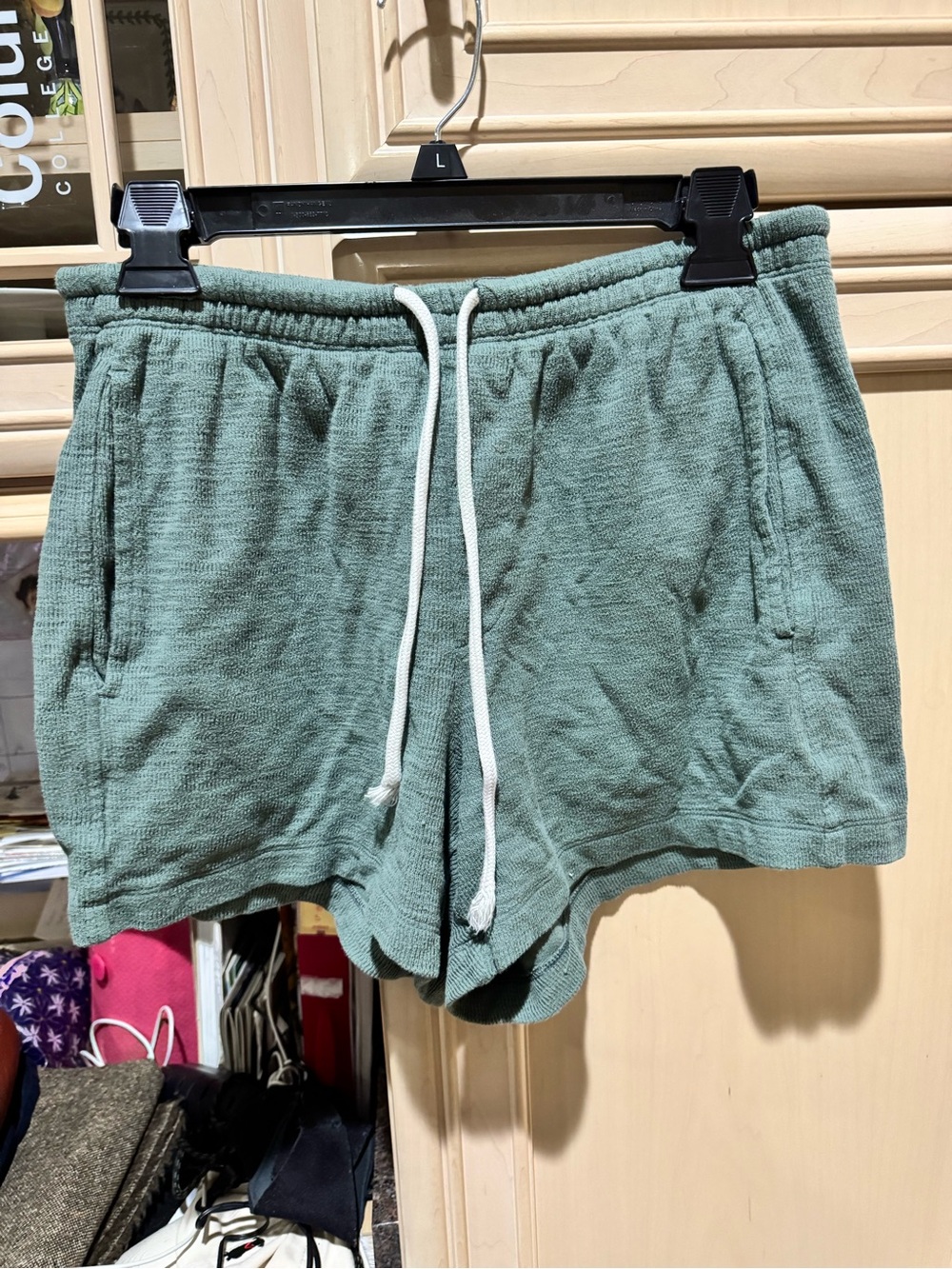 aerie Sage Green Terry Drawstring Athletic Shorts